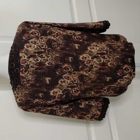 Frenzy by Theresa Renz women's medium open blazer lightweight brown accents - Picture 6 of 11